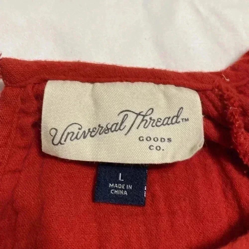 Universal Threads Red Gauzy Bell Sleeve Top Shirt in Size Large. Sloughed Cotton - Picture 8 of 10